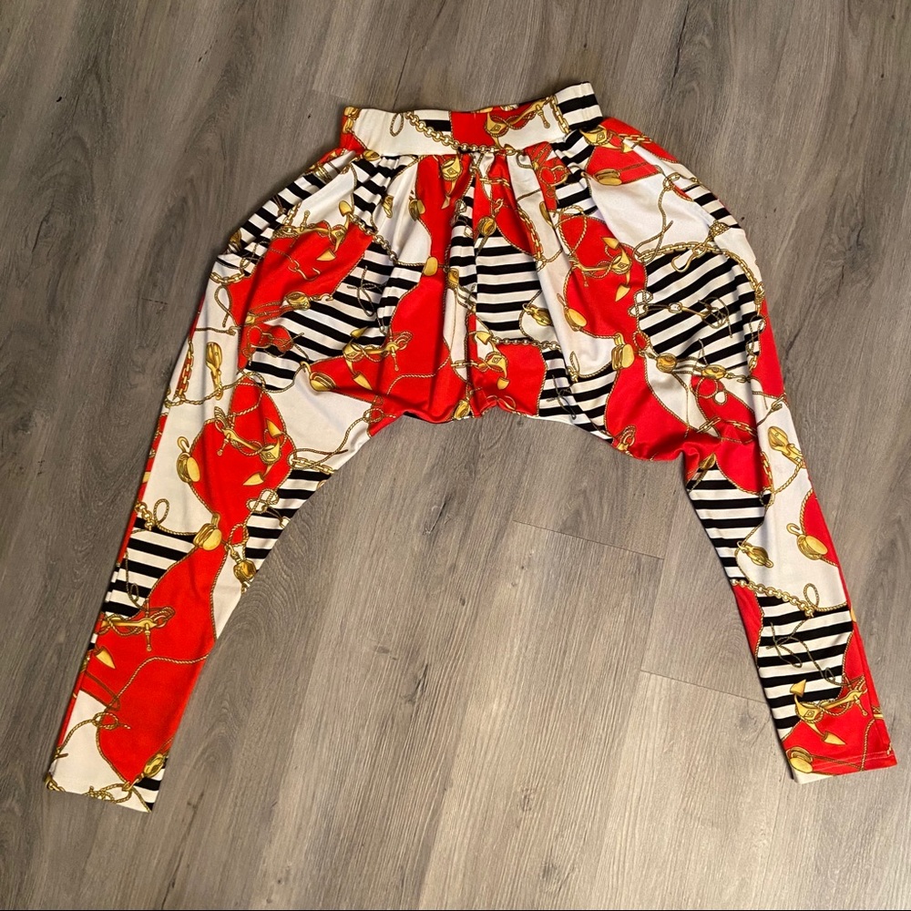 🌎 3/$30 Harem Pants Gold Anchors, Chains, Stripes